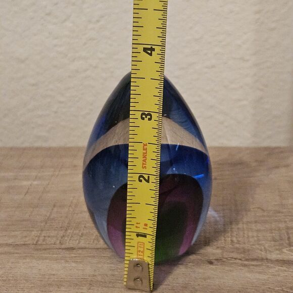 Blown Glass Paperweight Egg Multi Colored 3.5 Inch - Picture 2 of 6